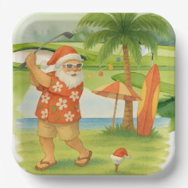 Golf Santa Claus Golfen Weihnachten Thema Pappteller