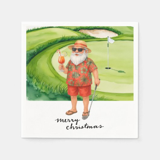 Golf Santa Claus Golfen Weihnachten Thema Serviette (Vorderseite)