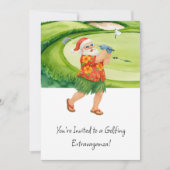 Golf Santa Claus Golfen Weihnachtssommer Thema Einladung (Vorderseite)