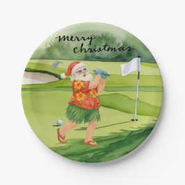 Golf Santa Claus Golfen Weihnachtssommer Thema Pappteller