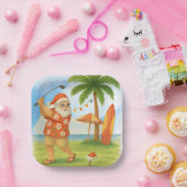 Golf Santa Claus Golfen Weihnachtssommer Thema Pappteller (Party)