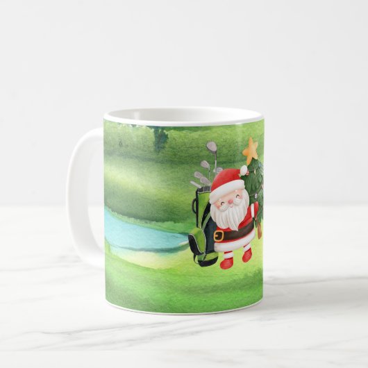 Golf Santa Claus golfen zu Weihnachten Kaffeetasse (Vorderseite Links)