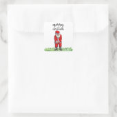 Golf Santa Claus golfen zu Weihnachten Quadratischer Aufkleber (Tasche)