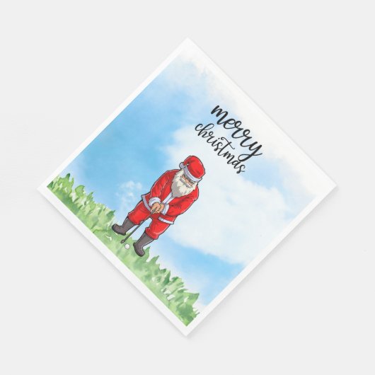 Golf Santa Claus golfen zu Weihnachten Serviette (Ecke)