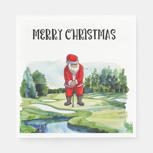 Golf Santa Claus golfen zu Weihnachten Serviette (Vorderseite)