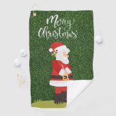 Golf Santa Claus Golfer auf grünem Gras Weihnachte Golfhandtuch (Insitu)