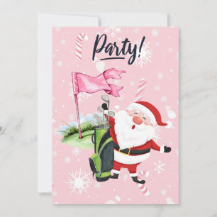 Golf Santa Claus Golfer auf rosa Hintergrund Einladung