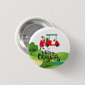 Golf Santa Claus Golfer Frohe Weihnachten auf Grün Button (Vorne & Hinten)