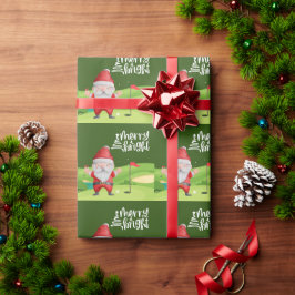 Golf Santa Claus Golfer Frohe Weihnachten auf Grün Geschenkpapier