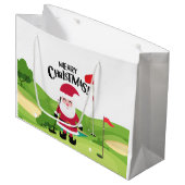 Golf Santa Claus Golfer Frohe Weihnachten auf Grün Große Geschenktüte (Vorderseite Schrägansicht)