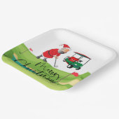 Golf Santa Claus Golfer Frohe Weihnachten auf Grün Pappteller (Gewinkelt)