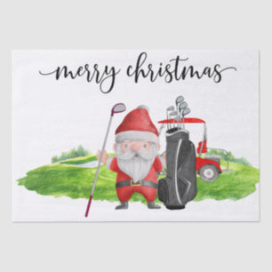 Golf Santa Claus Golfer Frohe Weihnachten auf Grün Seidenpapier