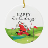 Golf Santa Claus Golfer glücklicher Urlaub Keramik Ornament (Vorne)