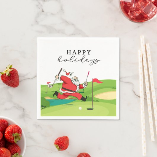 Golf Santa Claus Golfer glücklicher Urlaub Serviette (Beispiel)
