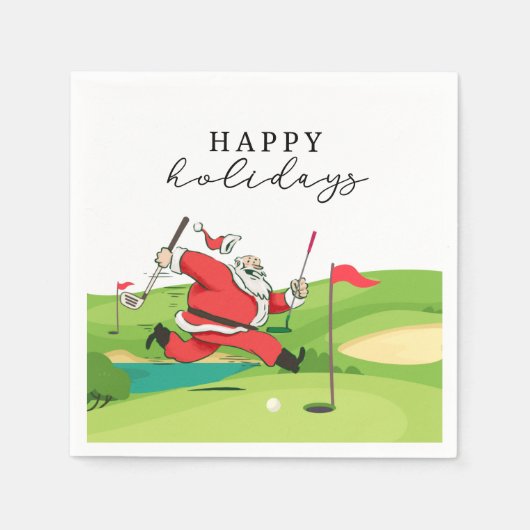 Golf Santa Claus Golfer glücklicher Urlaub Serviette (Vorderseite)