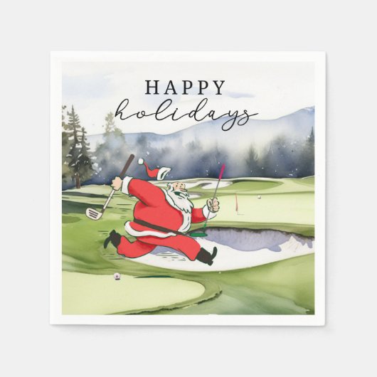 Golf Santa Claus Golfer glücklicher Urlaub Serviette (Vorderseite)