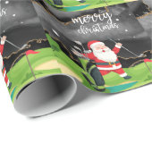Golf Santa Claus ist golfend Weihnachten für Golfe Geschenkpapier (Rolleneckpunkt)