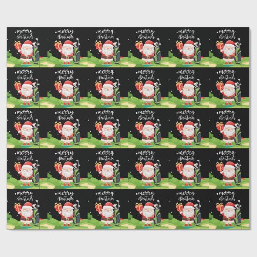 Golf Santa Claus ist golfend Weihnachten für Golfe Geschenkpapier (Flach)