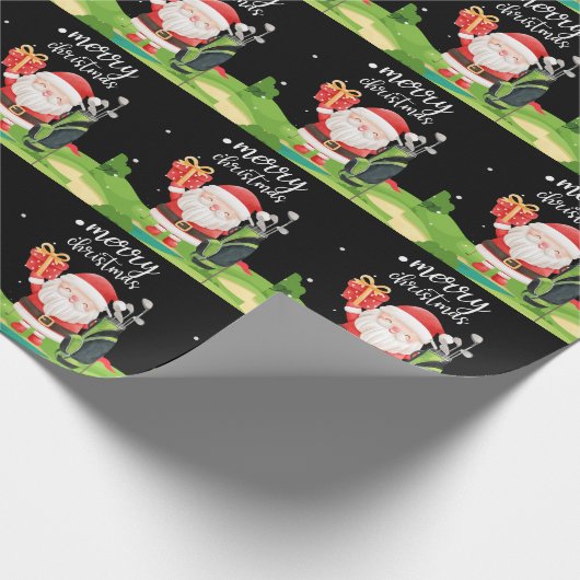 Golf Santa Claus ist golfend Weihnachten für Golfe Geschenkpapier (Ecke)