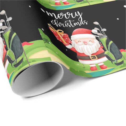 Golf Santa Claus ist golfend Weihnachten für Golfe Geschenkpapier (Rolleneckpunkt)