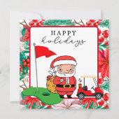 Golf Santa Claus mit dem Karton Flag Happy Holiday (Vorderseite)