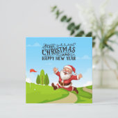 Golf Santa Claus mit Schnee Frohe Weihnachten (Stehend Vorderseite)