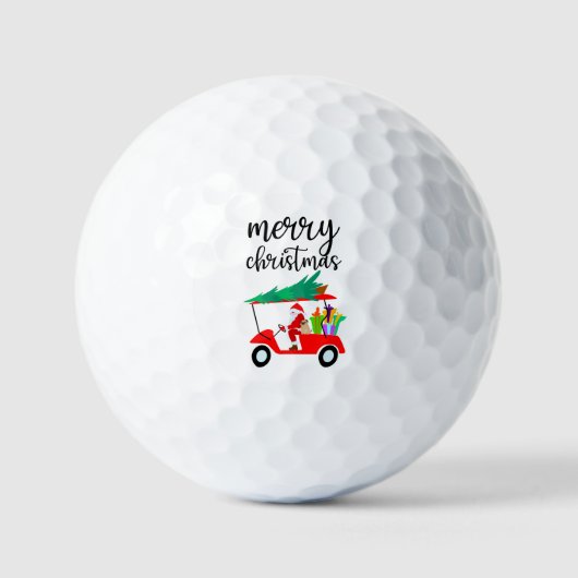 Golf Santa Claus reiten Golfwagen Weihnachtsbaum Golfball (Vorderseite)
