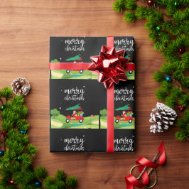 Golf Santa Claus reiten roten Karren Weihnachtsbau Geschenkpapier