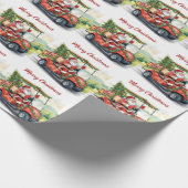 Golf Santa Claus ride red cart Christmas Tree  Geschenkpapier (Ecke)
