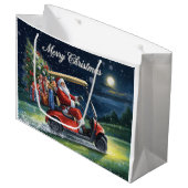 Golf Santa Claus Riding Red Cart Christmas Holiday Große Geschenktüte (Vorderseite Schrägansicht)