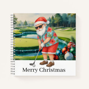 Golf-Santa-Claus spielt Golf auf Christmas Green Notizblock