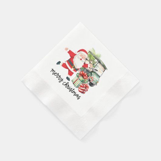 Golf Santa Claus und Golf Cart Weihnachten Serviette (Ecke)