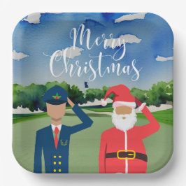 Golf Santa Claus Weihnachten für Pilot Golf Party Pappteller