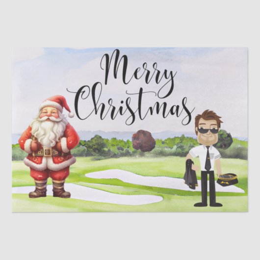 Golf Santa Claus Weihnachten für Pilot Golf Party Seidenpapier (Vorderseite)