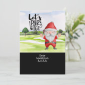 Golf Santa Claus Weihnachts-Feier rett Datum Einladung (Stehend Vorderseite)