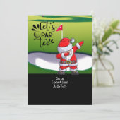 Golf Santa Claus Weihnachts-Feier rett Datum Einladung (Stehend Vorderseite)