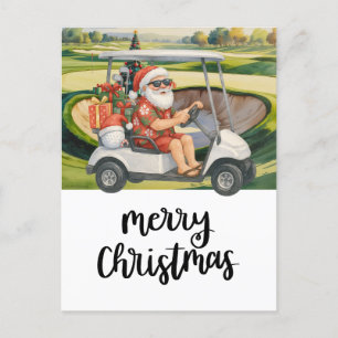 Golf Santa Driving Golf Car bei Bunker Weihnachten