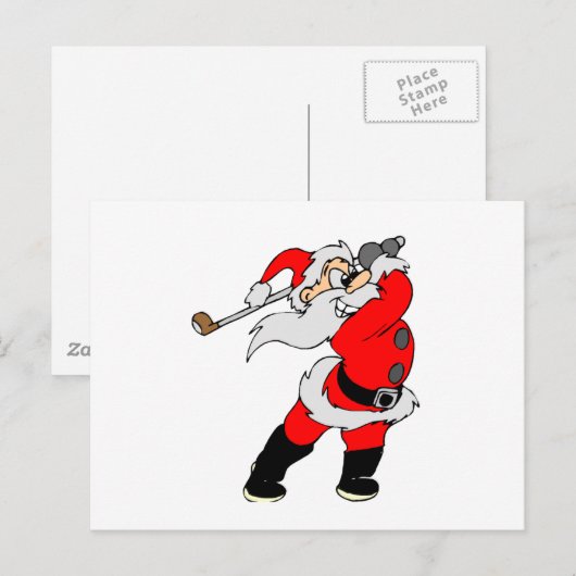 Golf Santa Feiertagspostkarte (Vorne/Hinten)