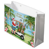 Golf Santa Golfing Tropical Weihnachtsfeier Große Geschenktüte (Vorderseite Schrägansicht)