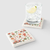 Golf Santa Golfo für den Weihnachtssommer Juli Steinuntersetzer (Seitenansicht)