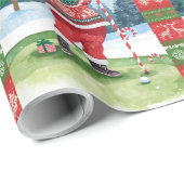 Golf Santa im hässlichen Pullover Golfen Frohe Gol Geschenkpapier (Rolleneckpunkt)