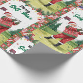 Golf Santa im hässlichen Pullover Golfen Frohes Go Geschenkpapier (Ecke)