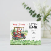 Golf Santa im roten Wagen – Lustige Let Par-Tee  Postkarte (Stehend Vorderseite)