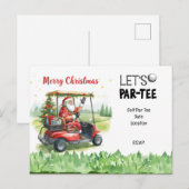Golf Santa im roten Wagen – Lustige Let Par-Tee  Postkarte (Vorne/Hinten)