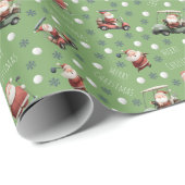 Golf Santa on Dollar Bill Green Geschenkpapier (Rolleneckpunkt)