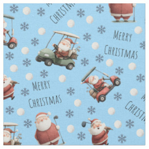 Golf Santa on Light Blue Stoff