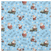 Golf Santa on Light Blue Stoff (Muster)