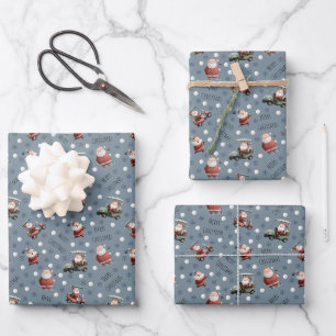 Golf Santa on Light Slate Gray Geschenkpapier Set