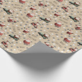 Golf Santa on Light Tan Geschenkpapier (Ecke)