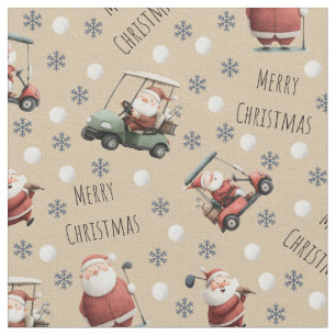 Golf Santa on Light Tan Stoff